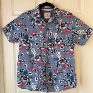 Ditch Plains Ricky Singh Blue Hawaiian Short Sleeve  Button Up Medium Shirt
